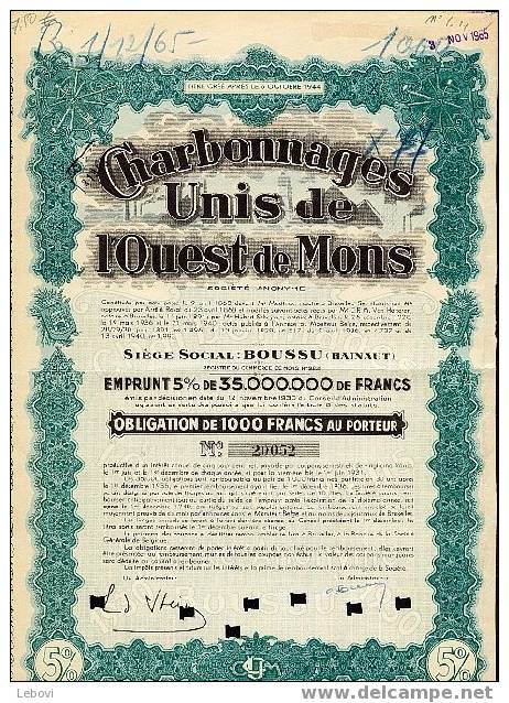 BOUSSU LEZ MONS - Charbonnages Unis De L'Ouest De Mons SA - Bergbau