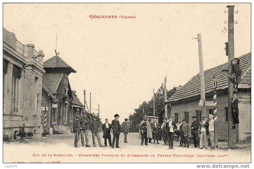 DOUANES - COL DE LA SCHLUCHT 88 - Douaniers Français Et Allemands Au Poteau-Frontière - Douane