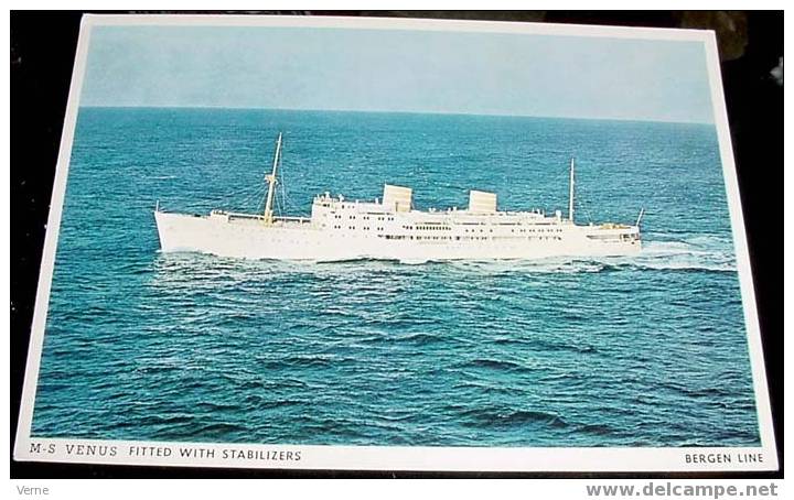 ANTIGUA POSTAL BARCO - VENUS FITTED WITH STABILIZERS - BERGEN LINE - NO CIRCULADA. - Hausboote