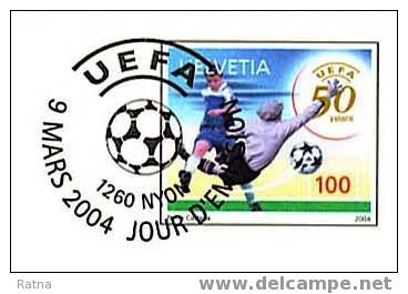 Suisse : Entier Carte Football 50 Ans UEFA, Sport, Ballon, Etoile, Adidas - Championnat D'Europe (UEFA)