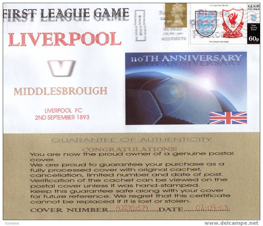 GRAN BRETAGNA - FIRST LEAGUE GAME LIVERPOOL-MIDDLESBROUGH - Clubs Mythiques