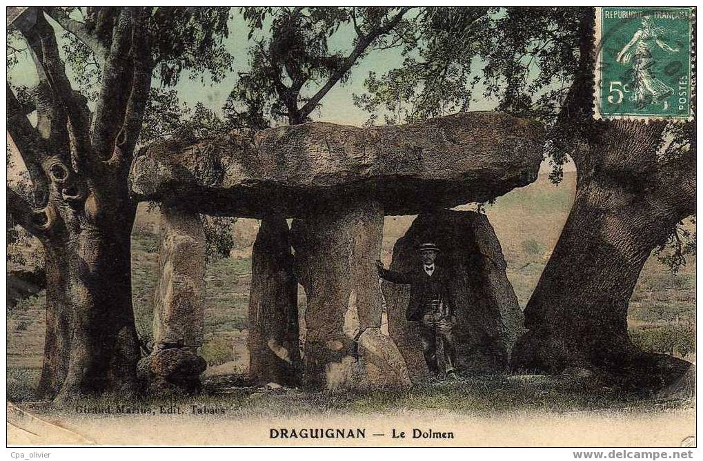 83 DRAGUIGNAN Dolmen, Animée, Carte Glacée, Colorisée, Ed Giraud, 1910 - Draguignan