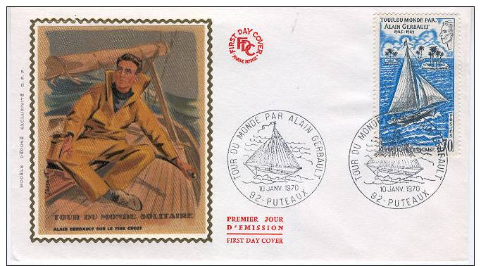 FDC LETTRE -1970 - Tour Du Monde Par Alain GERBAULT - PUTEAUX -  Bateau à Voile. - 1970-1979