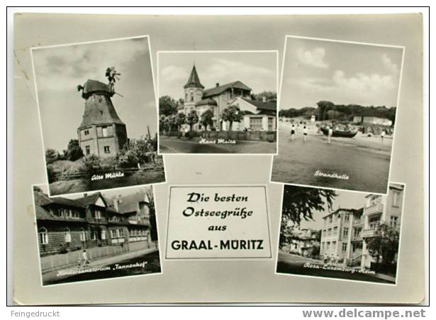 D 1216 - Graal-Müritz, Ostseegrüße - S/w MBk, 1967 Gelaufen - Waren (Müritz)