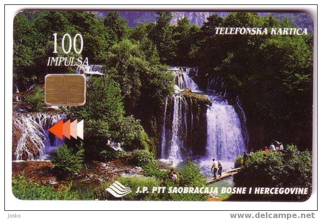 SLAPOVI UNE ( Bosnie - Old & Rare Card ) Waterfalls Chutes Falls Chute D`eau Waterfall Cataracte Fall Cascade - Bosnië