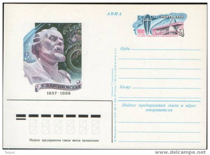 Konstantin E. Tsiolkovsky - Russia 1982 Postal Stationery Postcard WOS# 107 - Russie & URSS