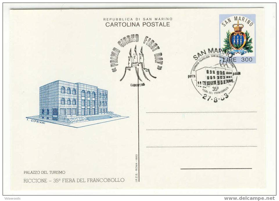 San Marino - Cartolina Postale Serie Riccione 83  -  Fdc E Perfetta - Postwaardestukken