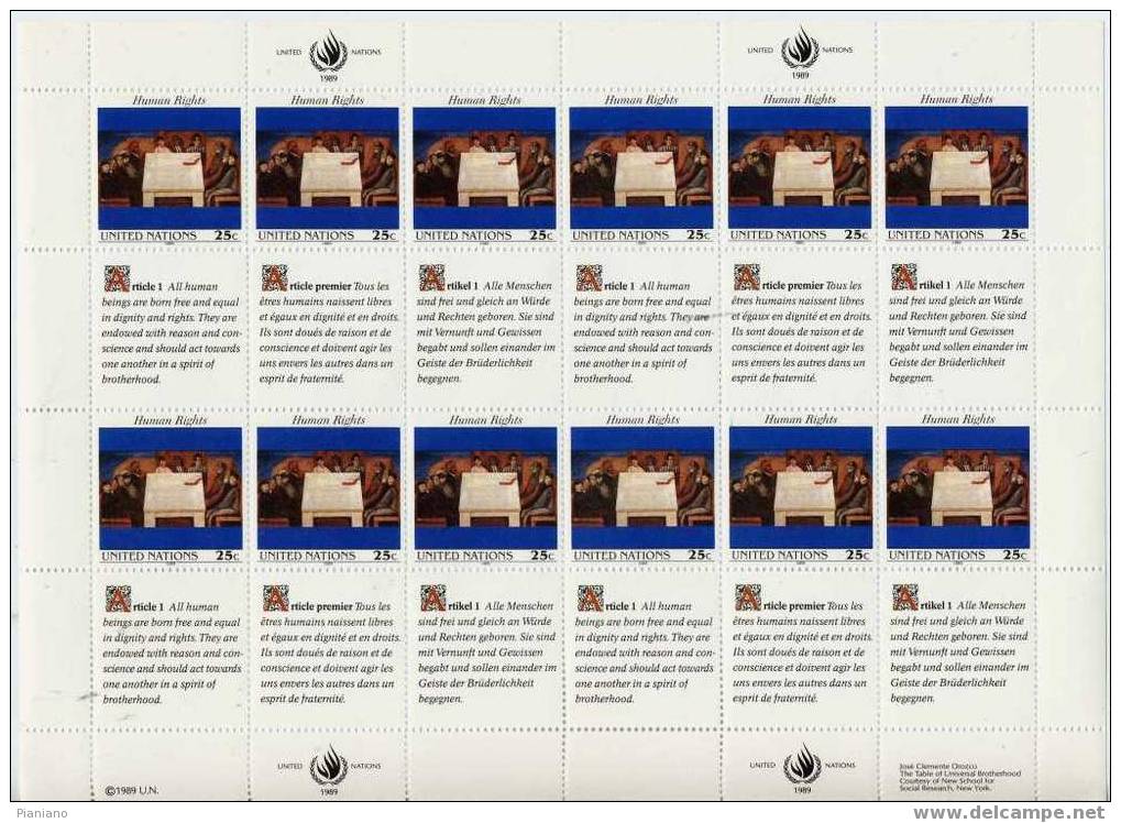 PIA - 1989 - Déclaration Universelle Des Droits De L´Homme  - (Yv 563-68 X 4 ) - Blocks & Sheetlets
