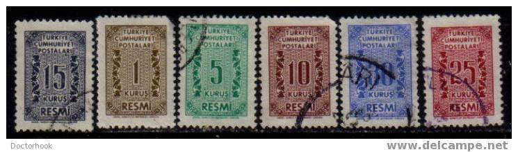 TURKEY   Scott   #  O 76-81  F-VF USED - Gebruikt