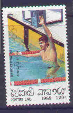 T0977 Natation 918 LAOS 1989  ** Jeux Olympiques De Barcelone - Swimming