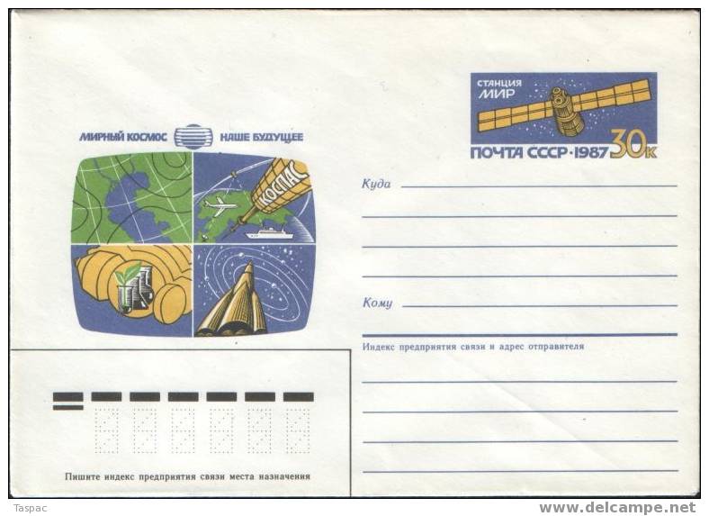 Mir Space Station - Russia 1987 Postal Stationery Cover WOS# 128 - Russie & URSS