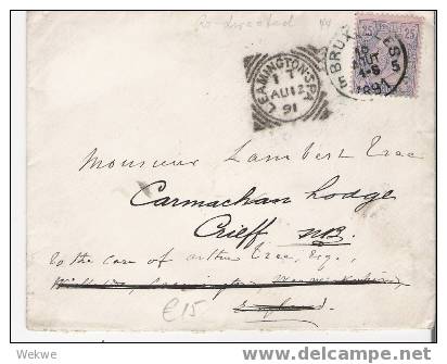 B037 /  BELGIEN -  1891 -  25 C Frankatur Ex Brüssel  N. England Dort Re-adressiert (re-directed) - 1884-1891 Leopold II
