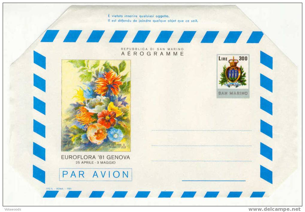 San Marino - Aerogramma Euroflora Di Genova - Postal Stationery