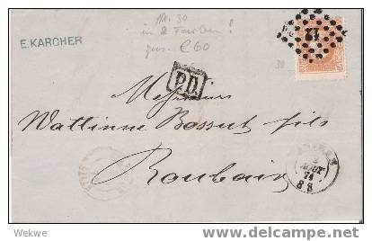 B054 / BELGIEN .-  1874 – 2  Interessante Briefe Anvers – Frankreich P.D. In Kastenform (markante Farbvarianten) - 1869-1883 Leopold II.