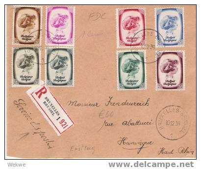 B060 / BELGIEN -  Einschreiben, FDC 1938 &ndash; Prinzessin-Ausgabe - Briefe U. Dokumente