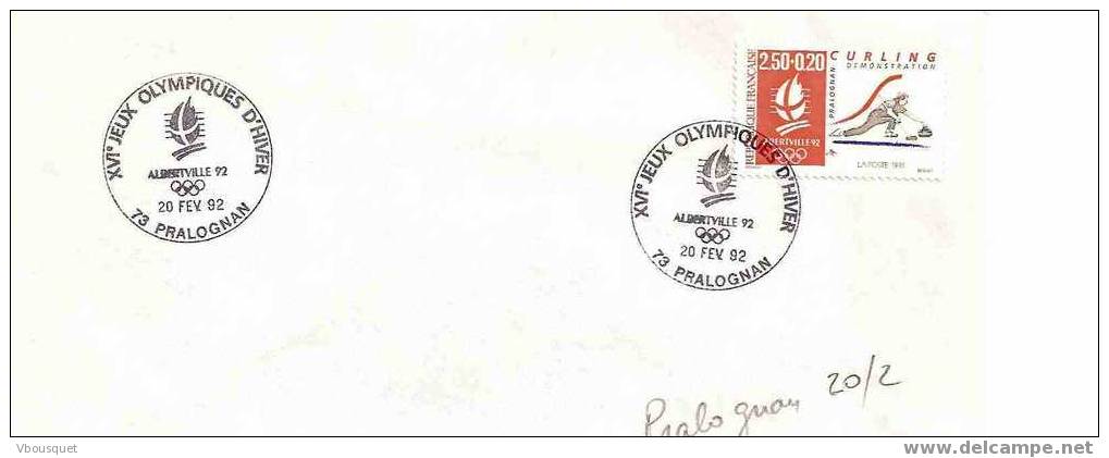 2 Enveloppes Sur Les Jeux Olympiques D´albertville 1992 Timbre Curling Sport De Glace - Winter 1992: Albertville