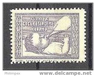 MISSING COLOR ON TURKEY POSTAL TAX STAMP 1943, RARE & NICE VARIETY - NEVER HINGED! - Timbres De Bienfaisance