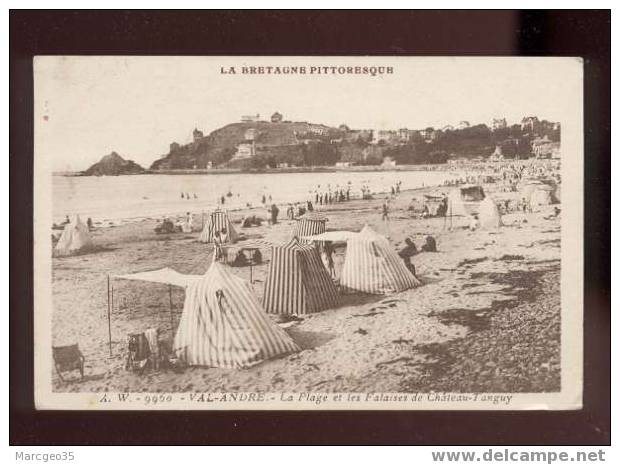 004168 Val André La Plage & Les Falaises De Château Tanguy édit.waron N°9960 Cabine De Plage En Toile - Pléneuf-Val-André