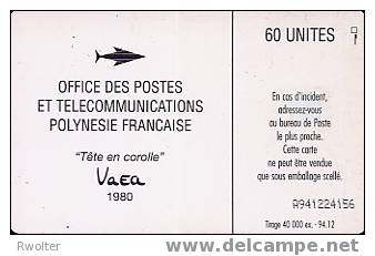 @+ Télécarte De Polynésie Française : LA TÊTE EN COROLLE - 60U - GEM1 - 12/94. - Französisch-Polynesien