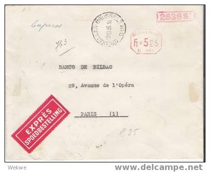 B078 /  BELGIEN -1936 Bank - Expressbrief  Ex Brüssel  Mit  Vorfrankierung Nach Paris - Briefe U. Dokumente
