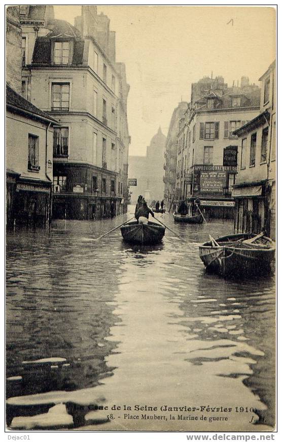 PARIS - Crue De La Seine - Place Maubert, La Marine De Guerre - CP 40 - Inondations De 1910