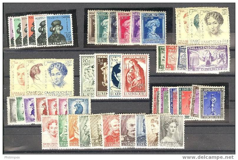 LUXEMBOURG SUPERB GROUP NEVER HINGED 1921-1959 **! - Collezioni