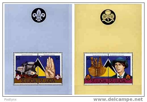 SCOUTS, St.Lucia 1986, $6 Wickerwork & $6 Lady Baden-Powell, Girl Guides, Mini Sheet/Klenibogen 2 X 10 Sheets - St.Lucie (1979-...)