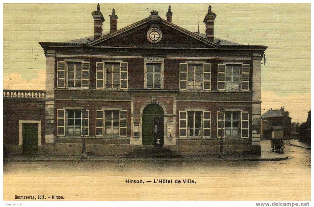 02 HIRSON Hotel De Ville, Mairie, Carte Toilée, Colorisée, Ed Desmasures, 1907 - Hirson