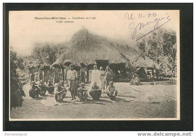 Nouvelles  Hébrides - Cueilleurs De Café - Coffe Pickers ( Belle Carte Animée ) - Vanuatu