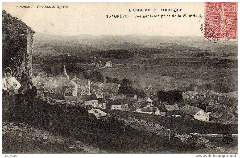 07 ST AGREVE Vue Générale Prise De La Haute Ville, Animée, Ed Verilhac MTIL, Ardèche Pittoresque, 190? - Saint Agrève