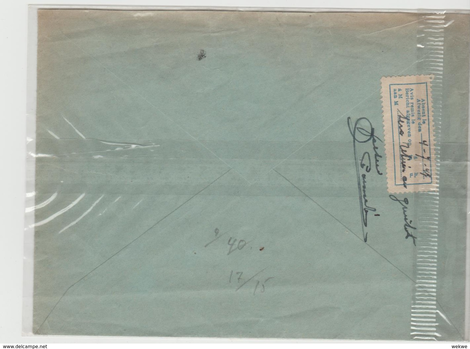 B107 /  BELGIEN - 1947 Dienstbrief Vom Luftfahrtministerium Genehmigt. Mit Aufgabebestätigung - Other & Unclassified