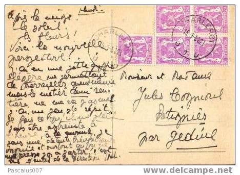 A00013 - Carte Postale De 1951- Vieille Carte Ancienne - Charleroi - Beau Bloc De Cob 422 Rare - 1935-1949 Petit Sceau De L'Etat