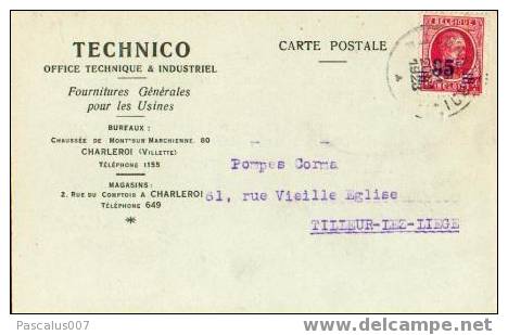 A00013 - Entier Postal - Carte Postale De Société - Cob 247 - 1923 - 1922-1927 Houyoux