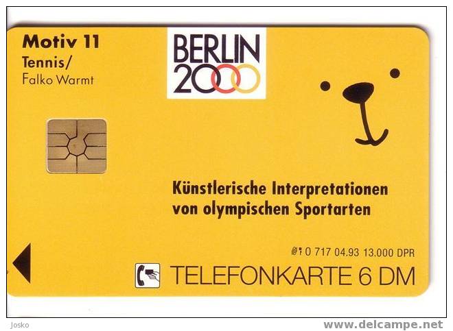 OLYMPIC GAMES ( Germany Old Rare Chip Card - Only 13.000 Ex. ) Jeux Olympiques Olympia Olympiade * TENNIS SPORT Tenis - Olympische Spiele