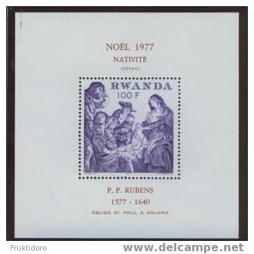 Rwanda Block Rubens Weinachten / Christmas / Noël 1977 - Nuevos