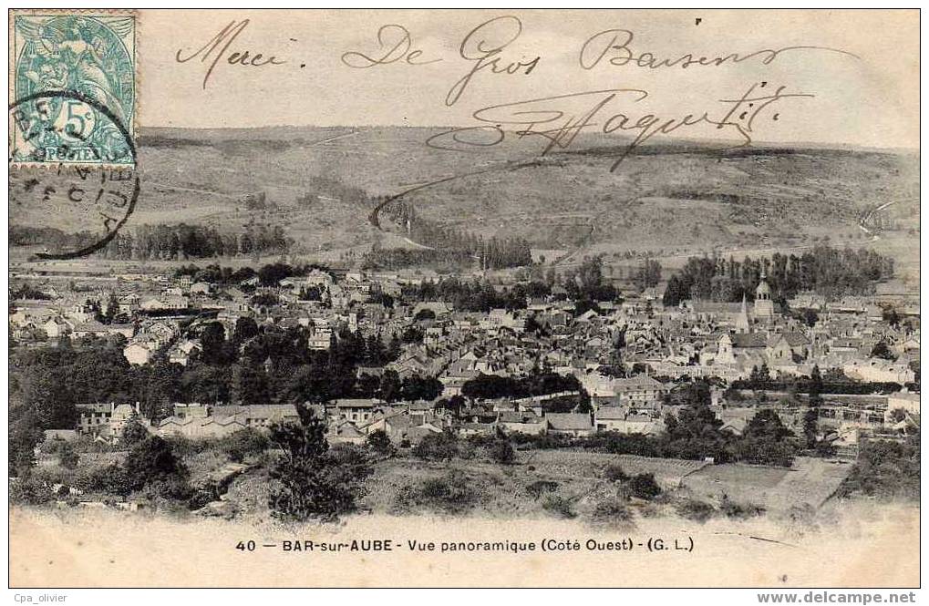 10 BAR SUR AUBE Vue Panoramique Coté Ouest, Ed GL 40, 1904 - Bar-sur-Aube