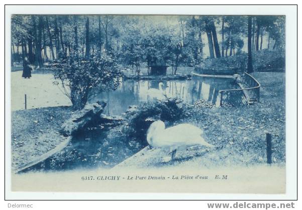 CPSM Clichy Hauts De Seine Le Parc Denain édit E. Malcuit écrite Non Timbrée Ni Datée Bon état Dos Vert - Clichy