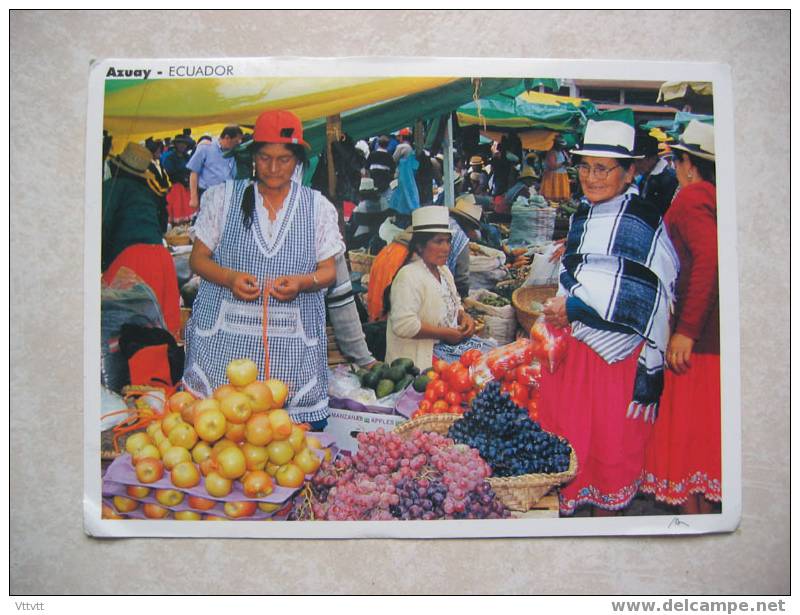 Equateur : Colorido Mercado En Gualaceo (Pro.Azuay). Marché Coloré à Gualaceo. (16,5 Cm Sur 12 Cm) - Ecuador