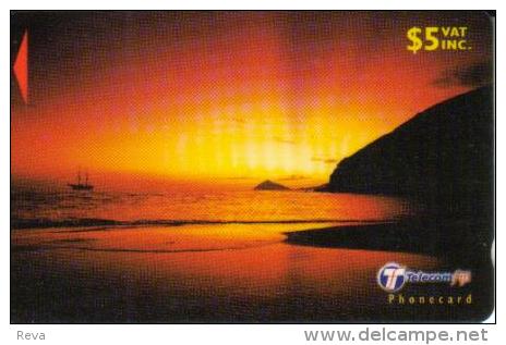 FIJI $5 SHIP  AT SUNSET 1999 GPT FIJ-173 3RD PRINT LAST GPT ISSUE READ DESCRIPTION !! - Fiji