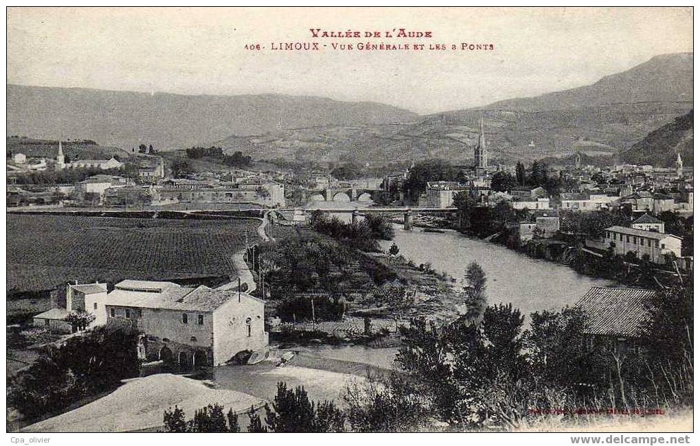 11 LIMOUX Vue Générale, 3 Ponts, Ed Labouche 406, Vallée De L´Aude, 191? - Limoux