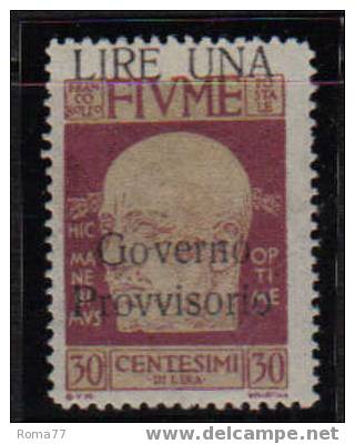 L94 - FIUME ,  EFFIGIE : N. 159o SOPRASTAMPA IN BASSO  *. - Fiume