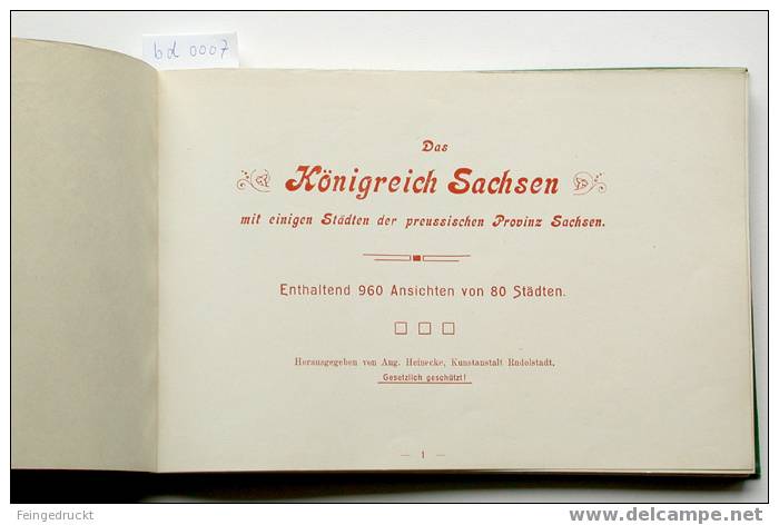 Db 0007 - Das Königreich Sachsen ... 960 Ans. - Buch Von Ca. 1900 - Livres & Catalogues