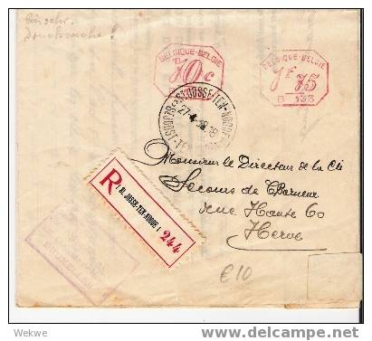 B158/ BELGIEN - Drucksache, Einschreiben, Mit 2 Franco-Stempel 1938, Mit Inhalt, Ex St. Josse-Ten-Noode - Briefe U. Dokumente