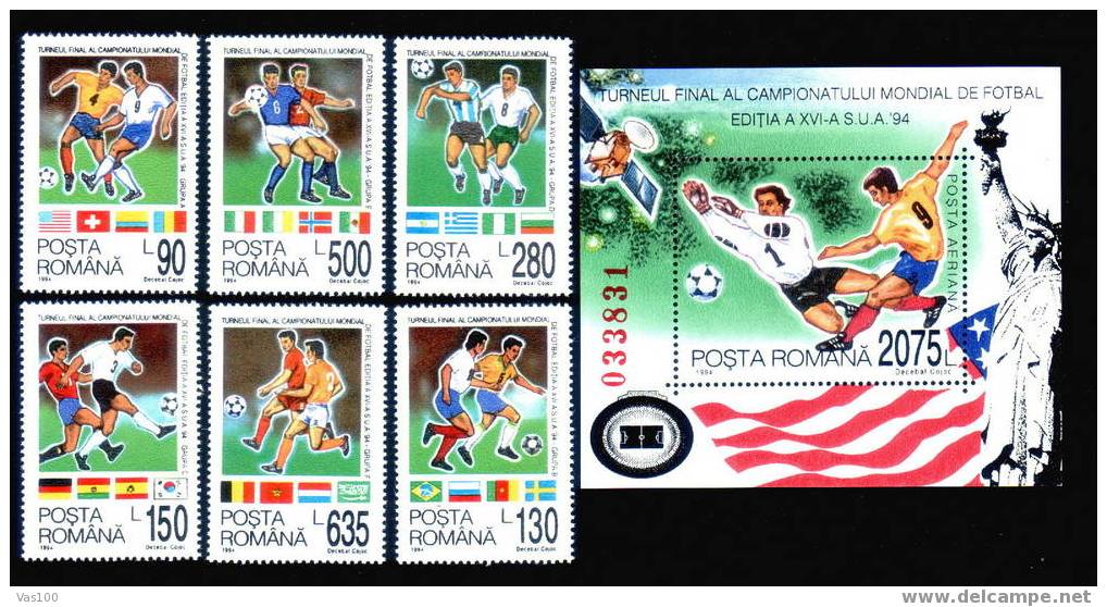 Romania 1994 USA, World Cup,Football,soccer,MNH+S S - 1994 – Vereinigte Staaten