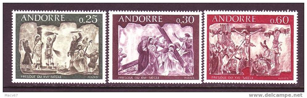 French Andorra 185-87  **  FRESCO TYPE - Unused Stamps