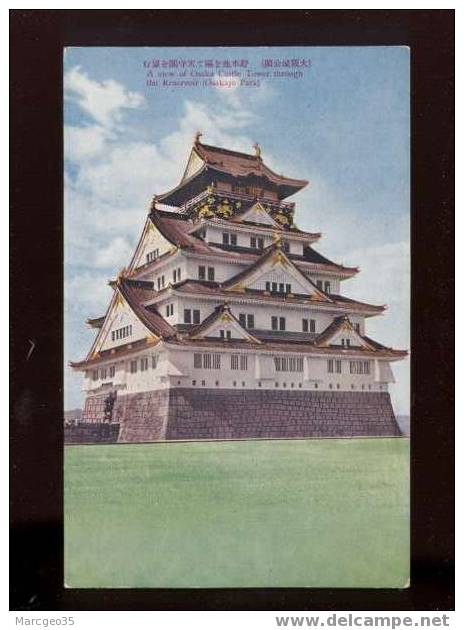 004340 A View Of Osaka Castle Tower Through The Reservoir , Couleur - Osaka