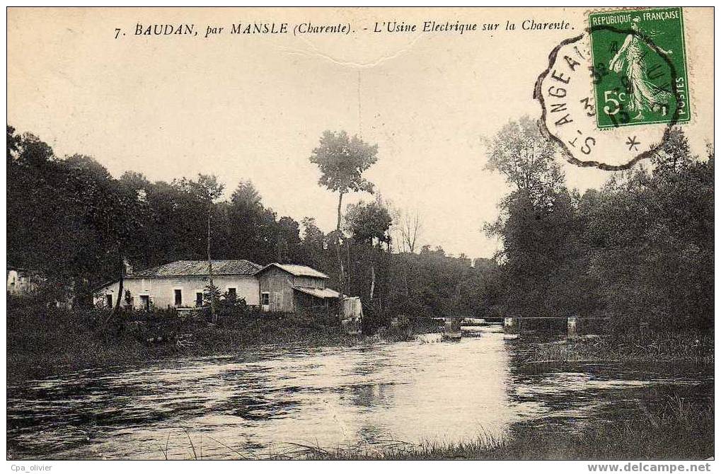 16 BAUDAN (environs De Mansle) Usine Electrique Sur La Charente, Ed Combaud 7, 1913 - Mansle
