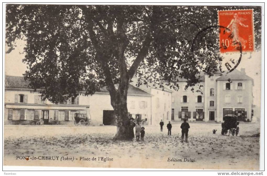 CPA---38---PONT-de-CHERUY---PLACE DE L'EGLISE - Pont-de-Chéruy