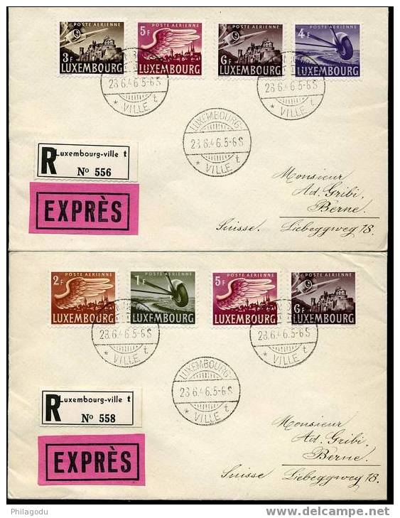 Luxembourg 1948  Avions   2 Lettres  REC Et EXPRES Vers BERN  Suisse - Covers & Documents