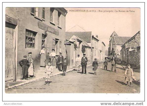 C.P.A.  PORCHEVILLE  .LE BUREAU DE TABAC - Porcheville